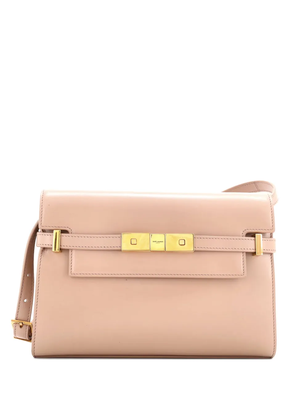 Pre-owned Saint Laurent Manhattan Leather Small Shoulder Bag In Neutral
