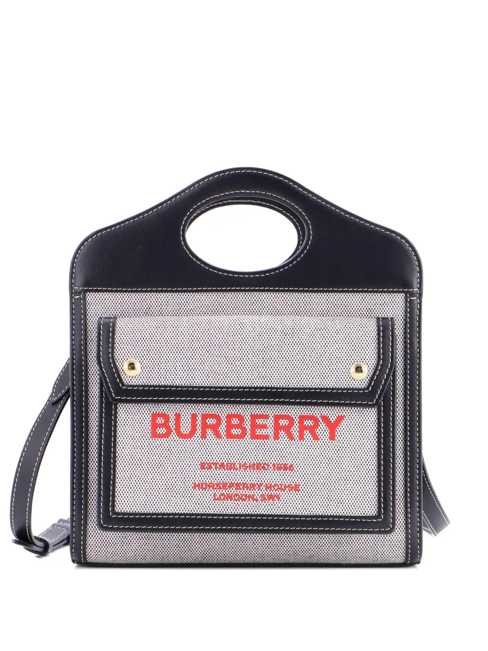 Burberry Pre-Owned Logo Pocket Tote Canvas with Leather Mini crossbody bag - Grigio