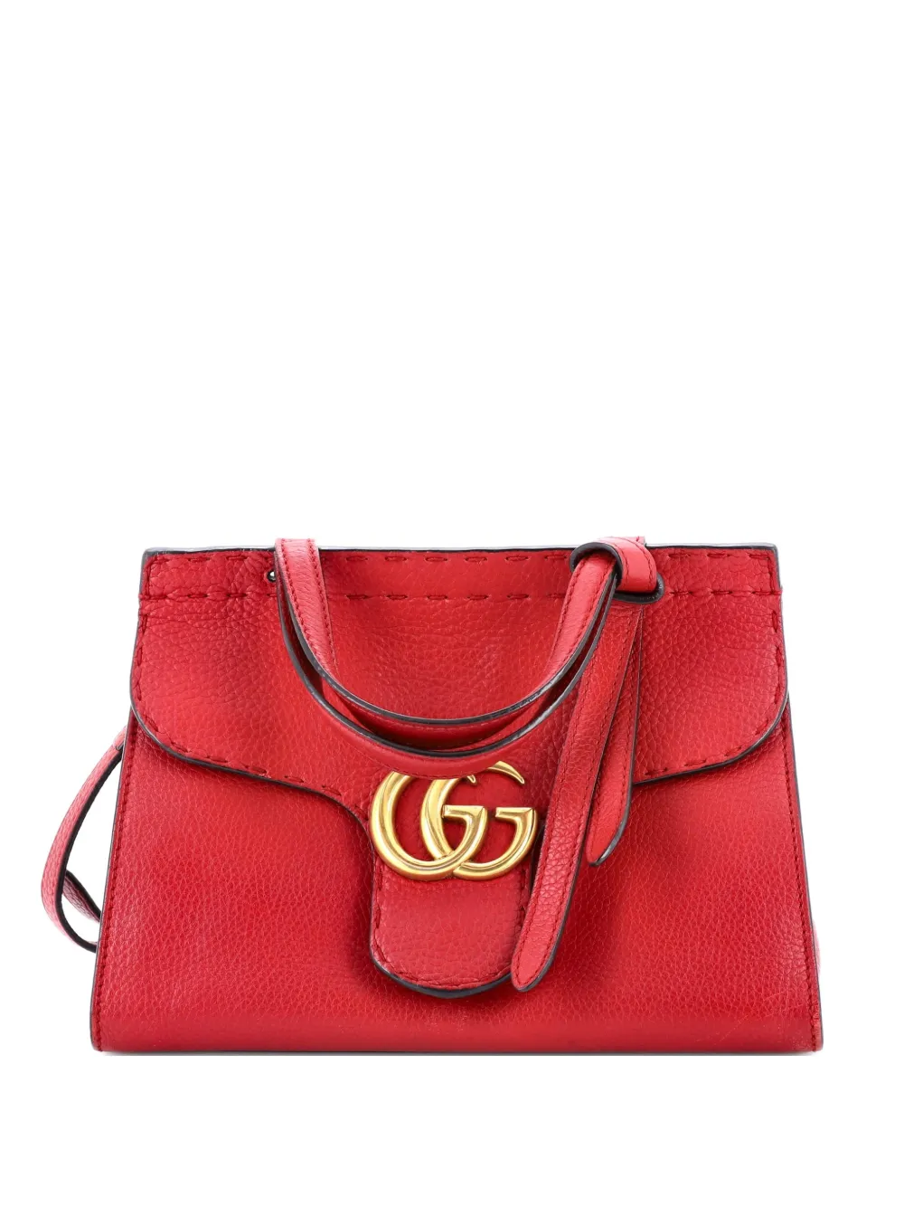 Gucci Pre-Owned GG Marmont Top Handle Bag Leather Mini satchel - Rosso