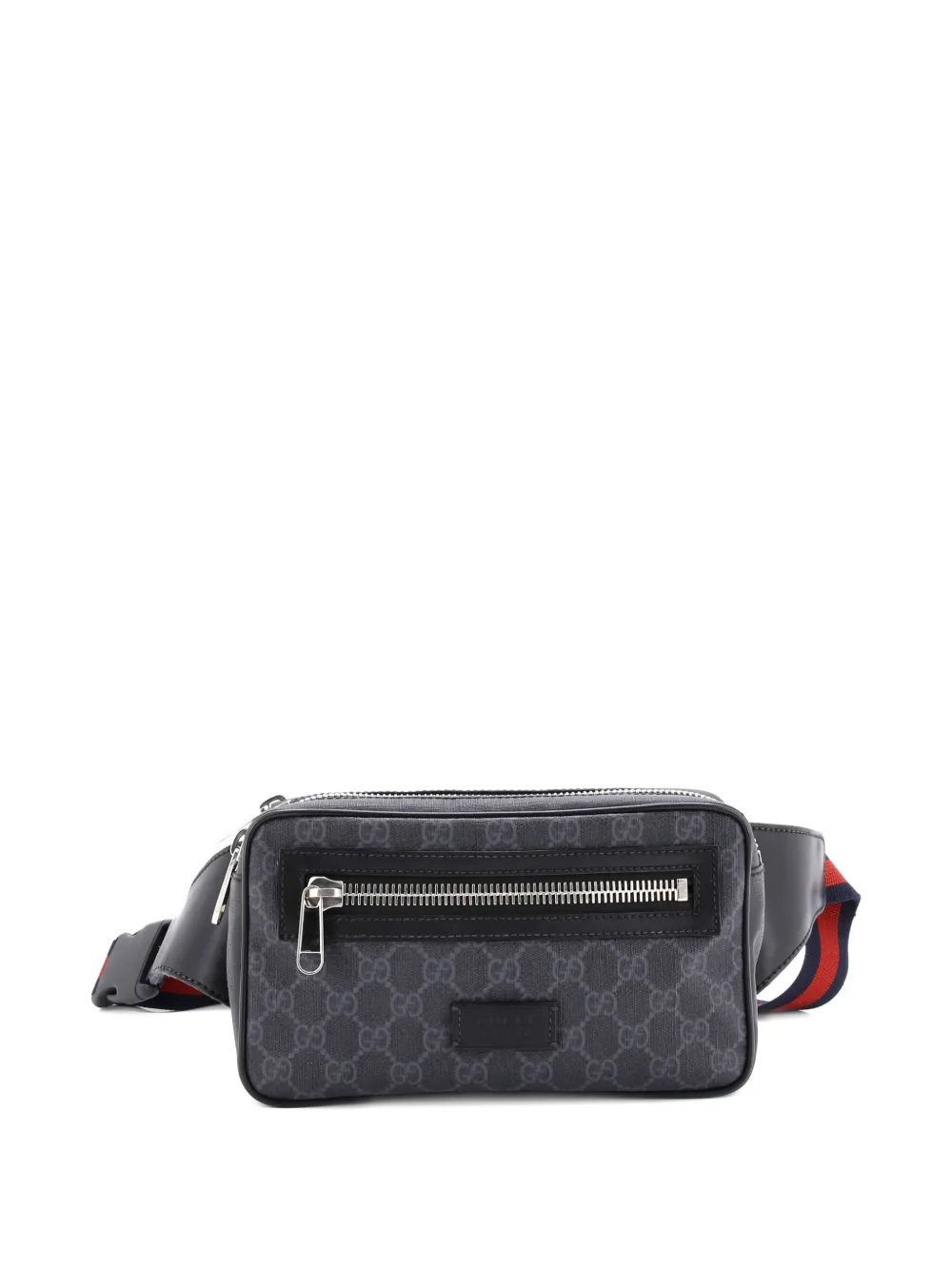 Pre-owned Gucci Soft Zip Gg Coated Canvas Small Belt Bag In Black