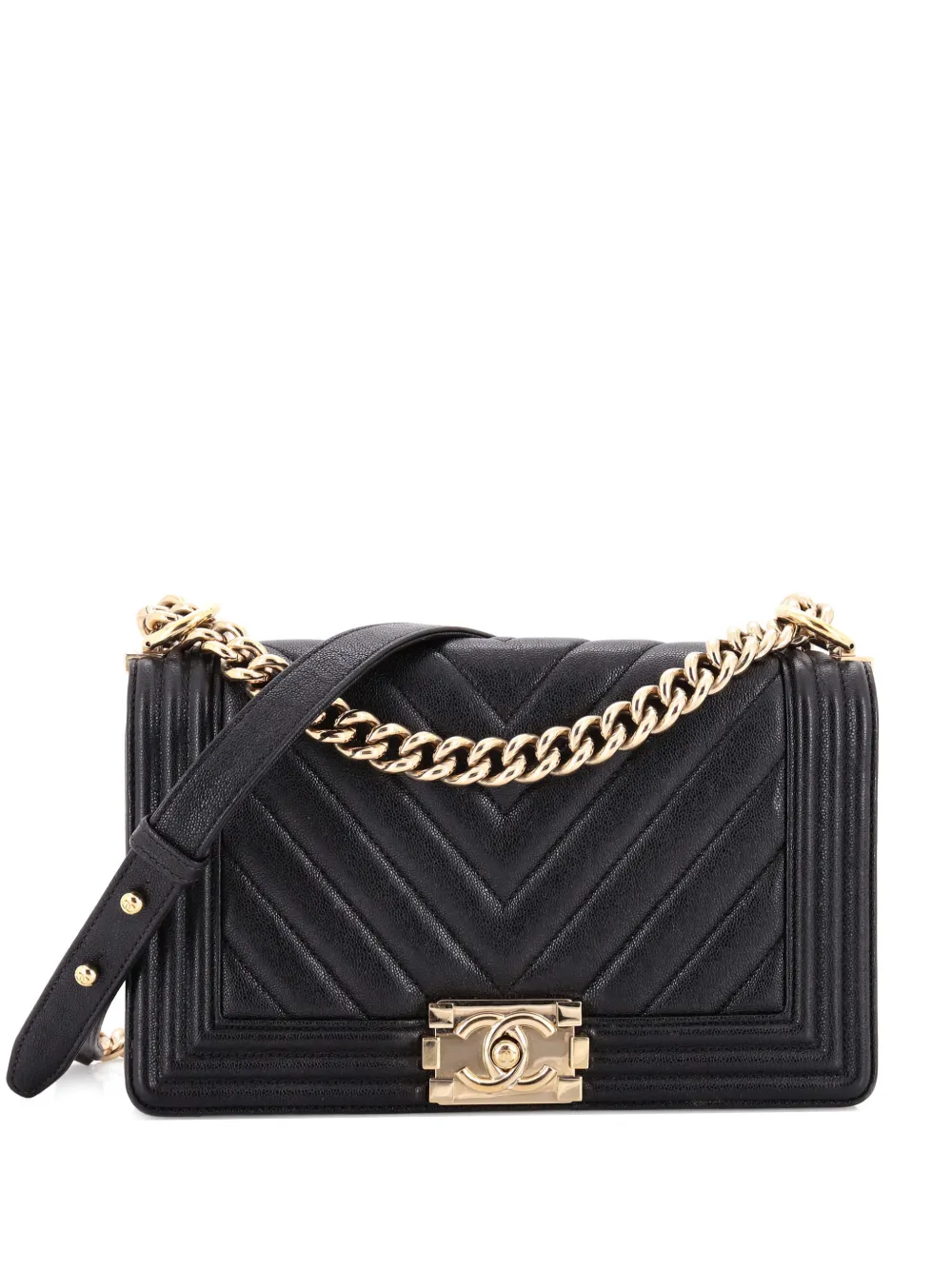 CHANEL Pre-Owned Boy Flap Bag Chevron Lambskin Old Medium shoulder bag - Nero