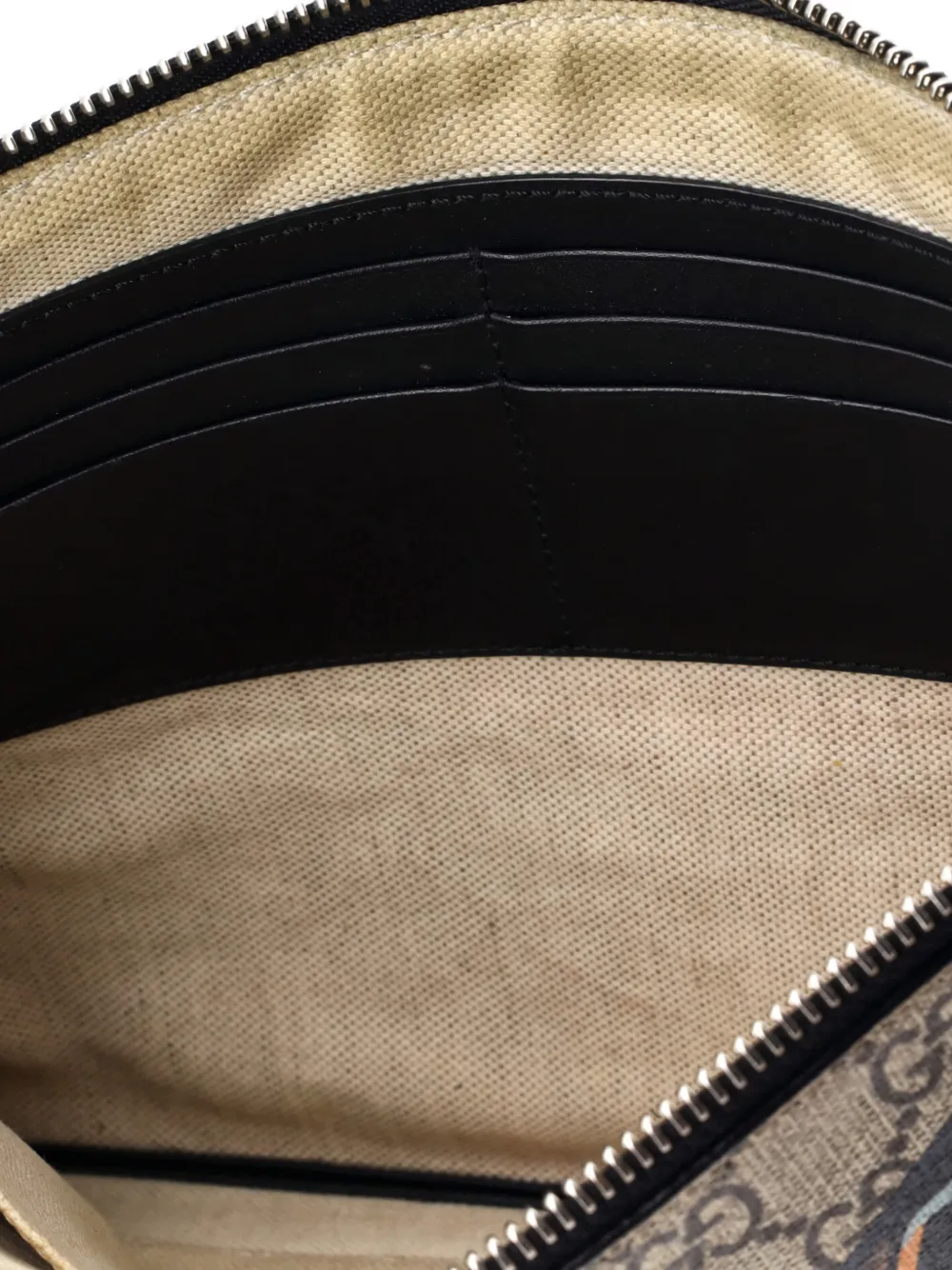 GUCCI Pre-owned Zipped Pouch Angry Cat Gg Coated Canvas Large Clutch Bag In Brown