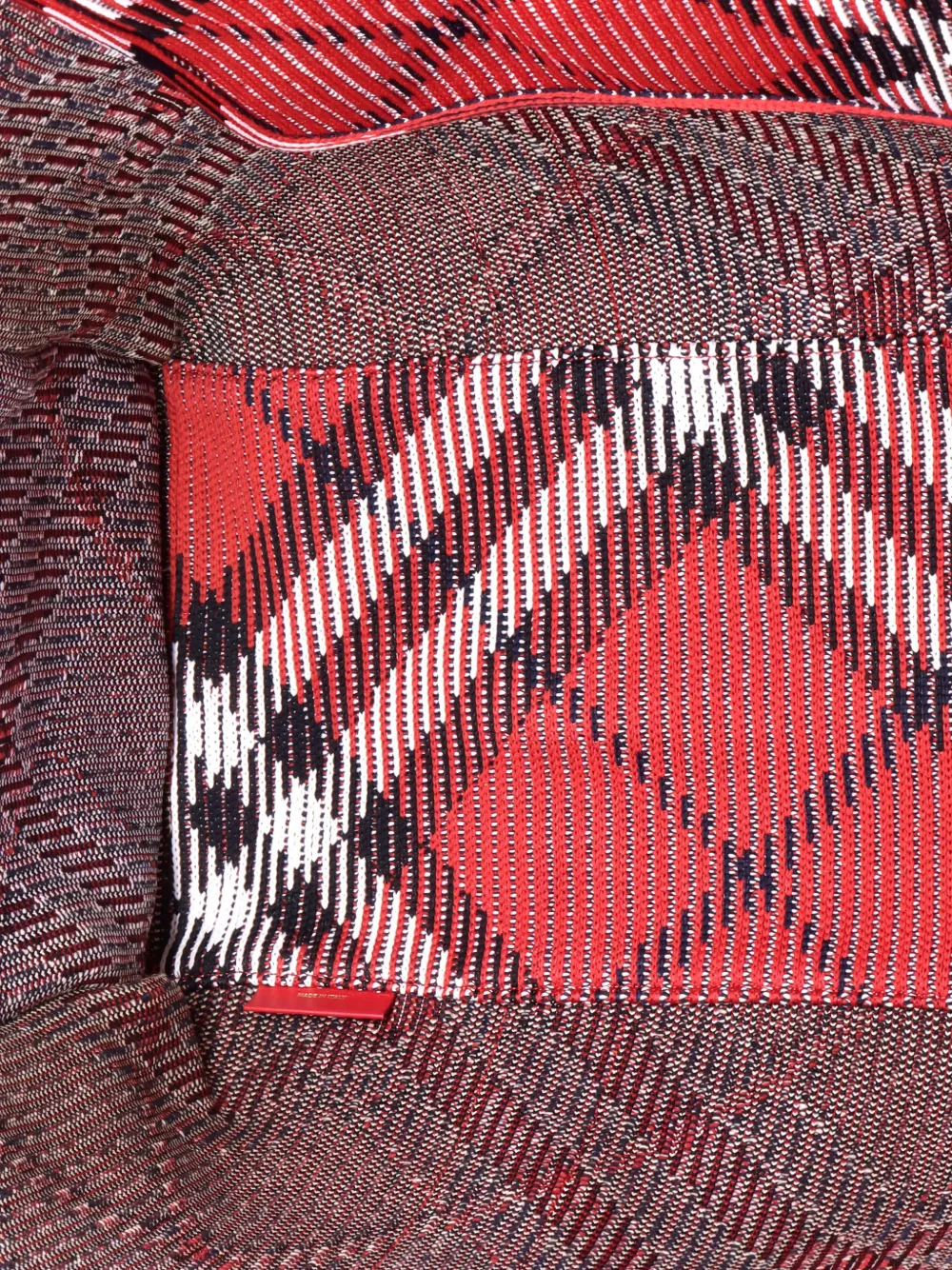 Pre-owned Burberry Shopper Knit Check Jacquard Medium Tote Bag In Red