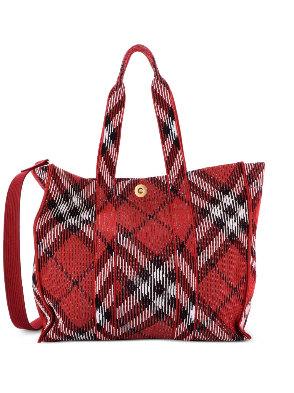 Burberry Pre-Owned Shopper Knit Check Jacquard Medium tote bag - Rosso