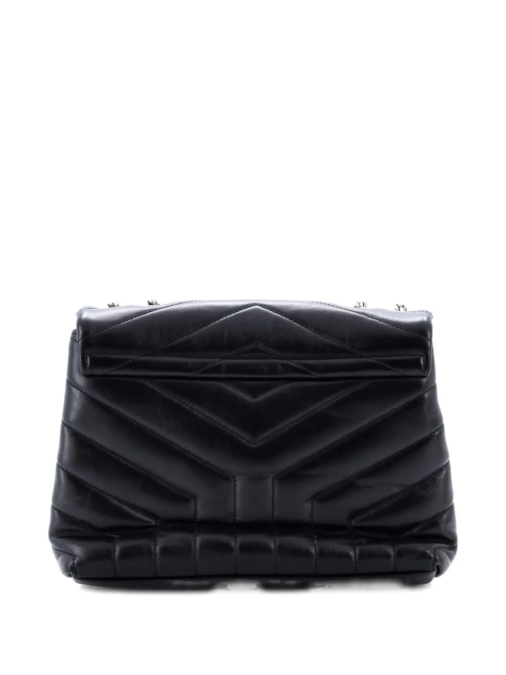 Pre-owned Saint Laurent Loulou Matelasse Chevron Leather Small Shoulder Bag In Black