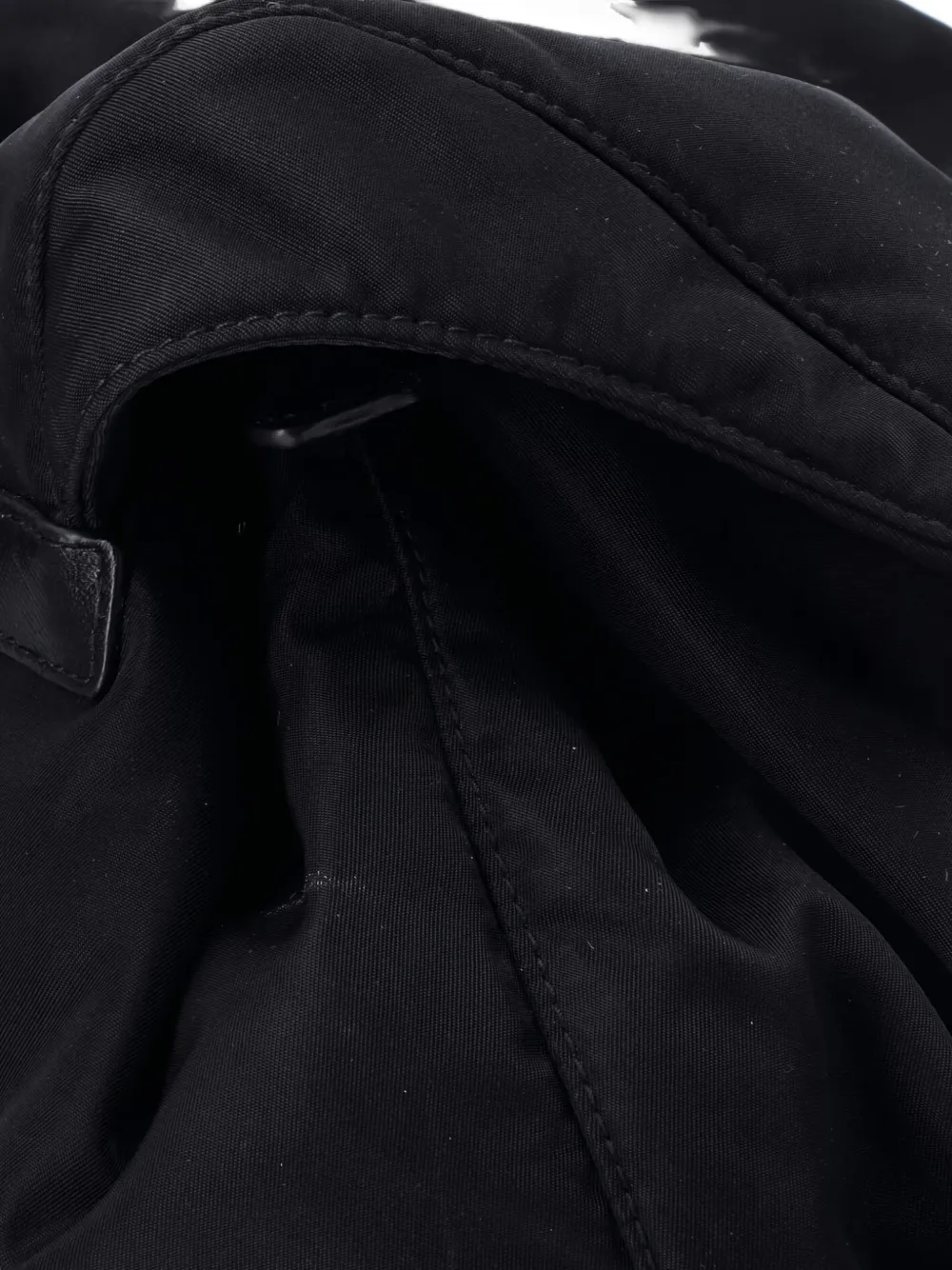 Pre-owned Prada Vela Double Front Pocket Tessuto With Saffiano Leather Small Backpack In Black