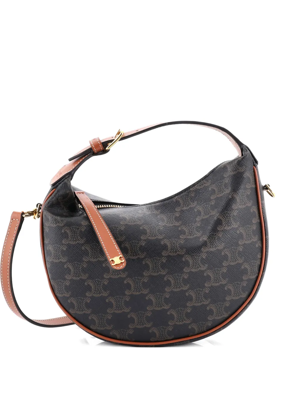 Celine Pre-Owned Lulu Bag Triomphe Coated Canvas Teen hobo bag - Marrone