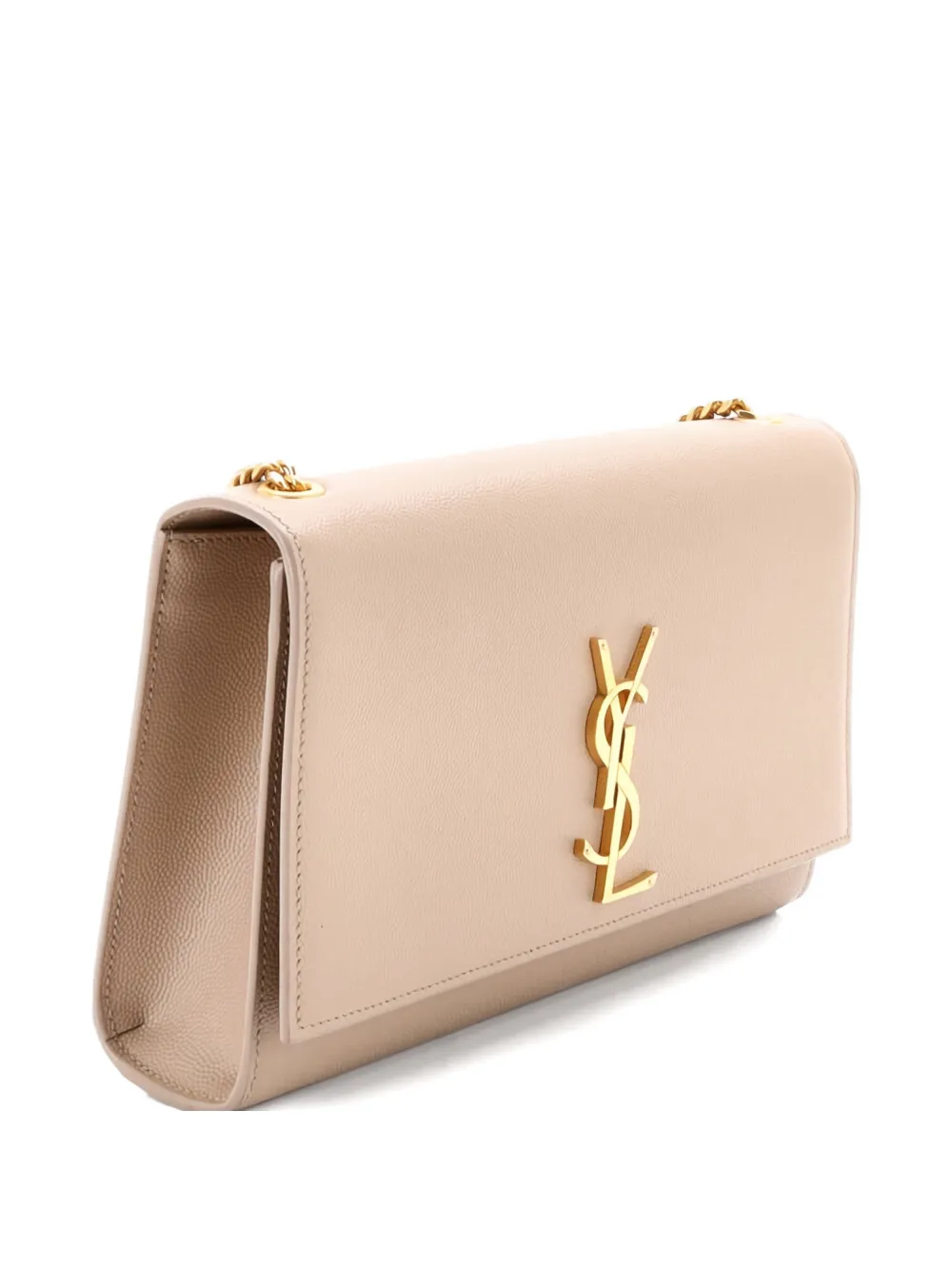 SAINT LAURENT Pre-owned Classic Monogram Grainy Leather Medium Crossbody Bag In Neutral