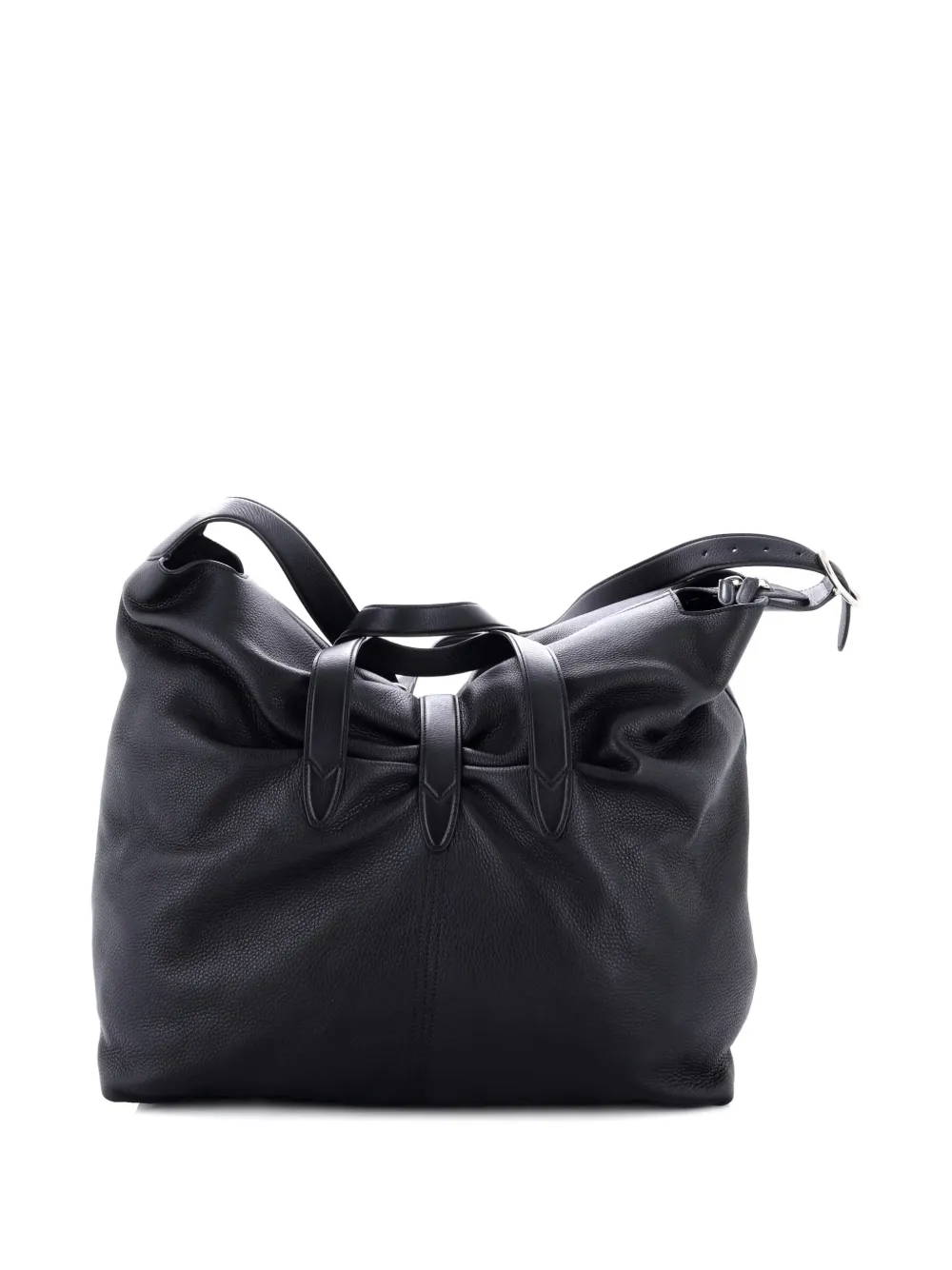 Pre-owned Gucci Jackie 1961 Soft Convertible Leather Large Tote Bag In Black