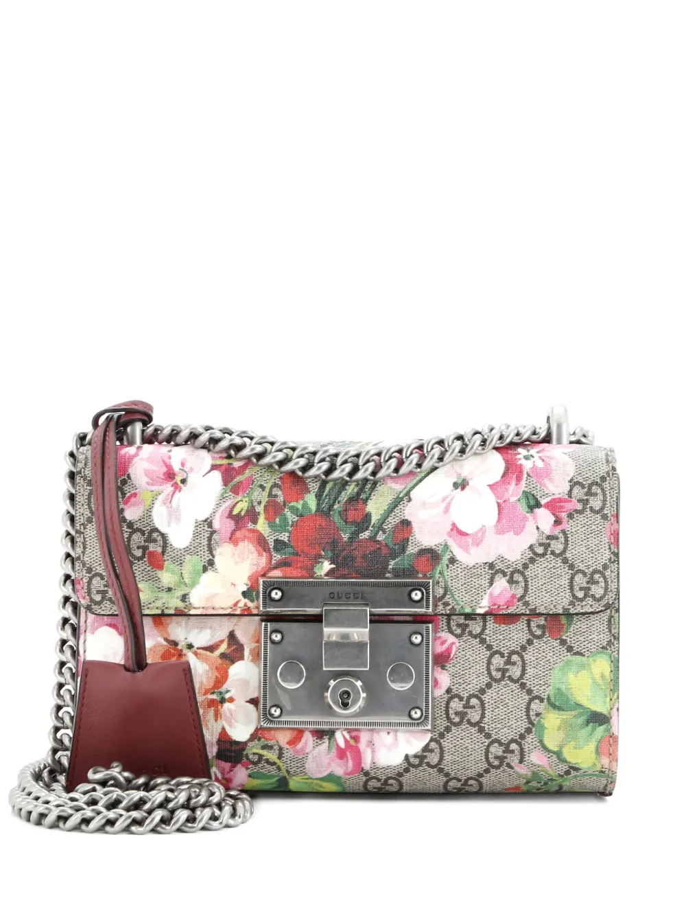 Gucci Pre-Owned Padlock Blooms Print GG Coated Canvas Small shoulder bag - Marrone