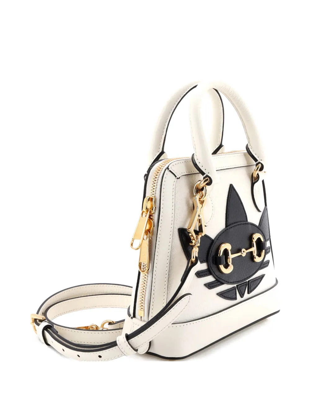 GUCCI Pre-owned X Adidas Horsebit 1955 Top Handle Bag Leather With Applique Mini Satchel In White