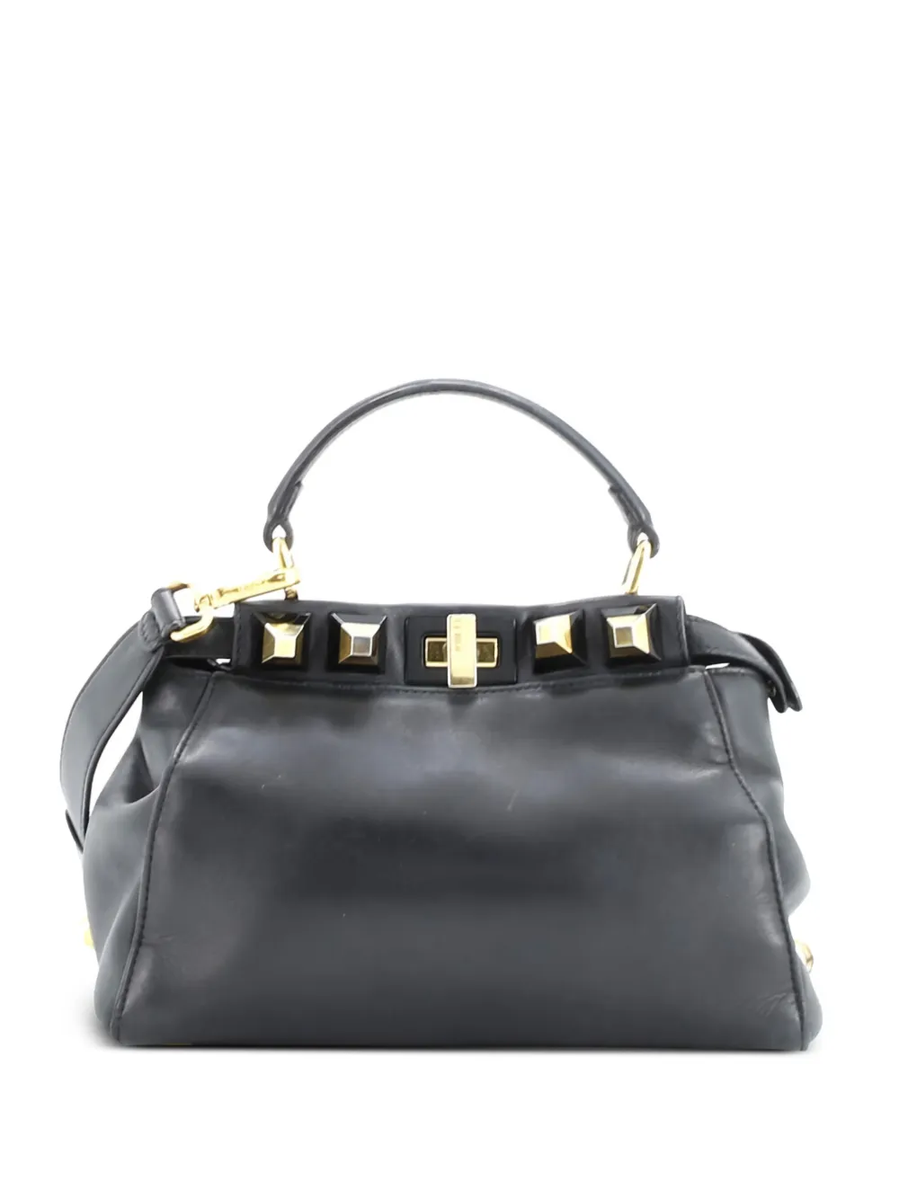 Fendi Pre-Owned Peekaboo Bag Leather with Studded Detail Mini satchel - Nero