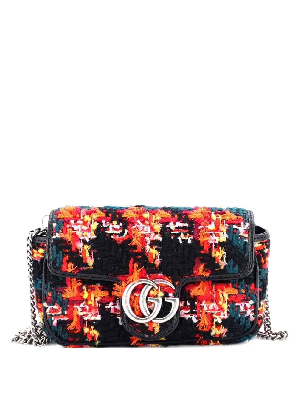 Gucci Pre-Owned GG Marmont Flap Bag Tweed Super Mini shoulder bag - Nero