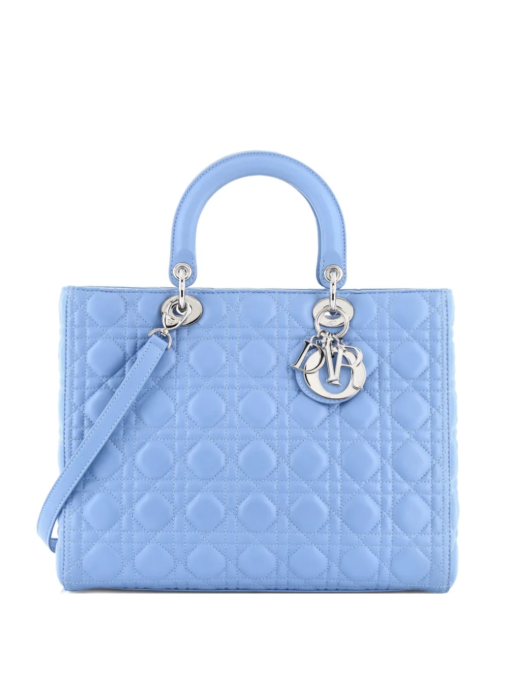 Christian Dior Pre-Owned Lady Dior Bag Cannage Quilt Lambskin Large tote bag - Blu