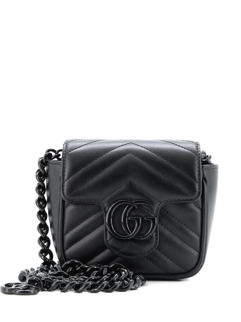 Gucci Pre-Owned GG Marmont Flap Matelasse Leather Mini belt bag - Nero