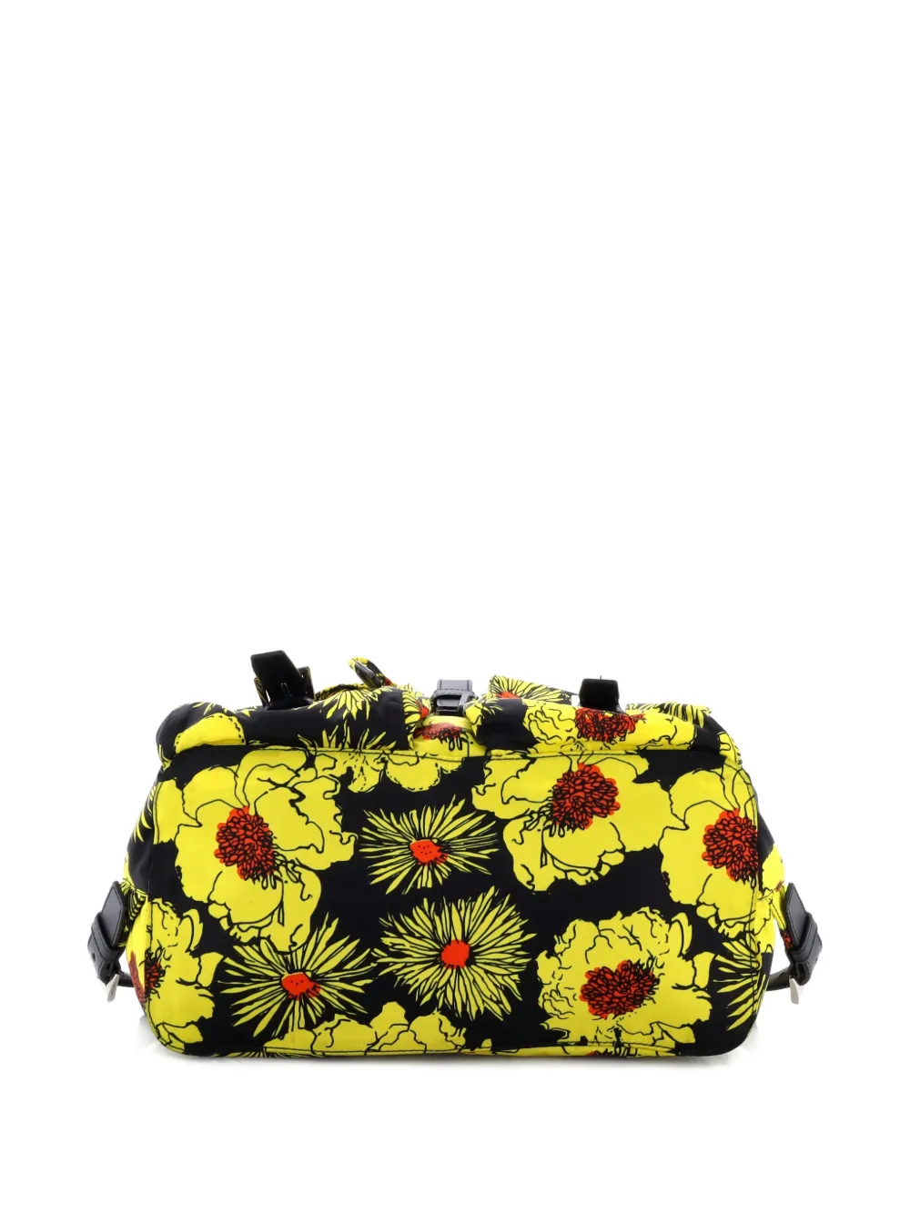 Pre-owned Prada Double Front Pocket Printed Tessuto Medium Backpack In Black