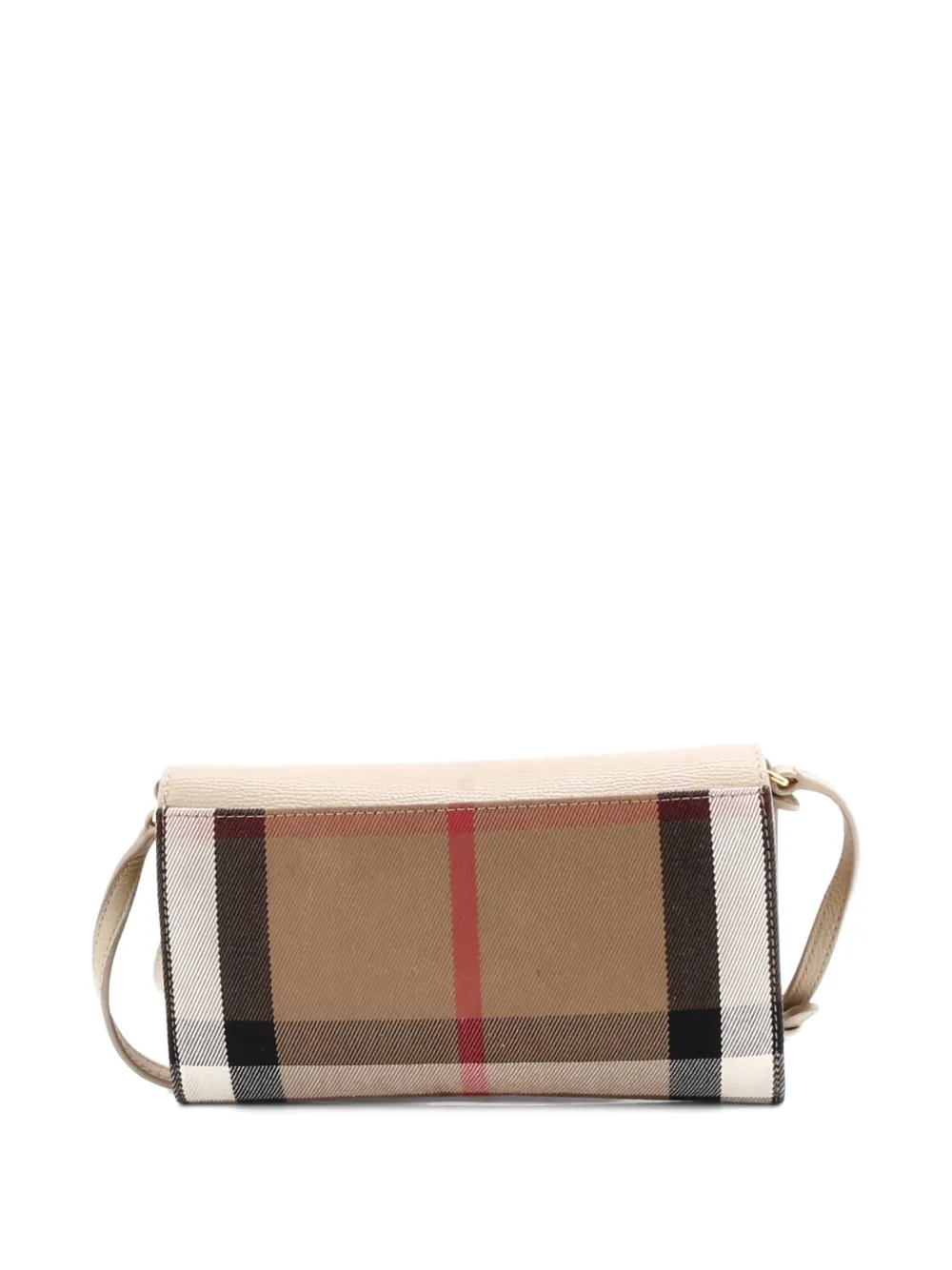 Pre-owned Burberry Hannah Envelope Wallet On Strap Leather And House Check Canvas Crossbody Bag In Brown