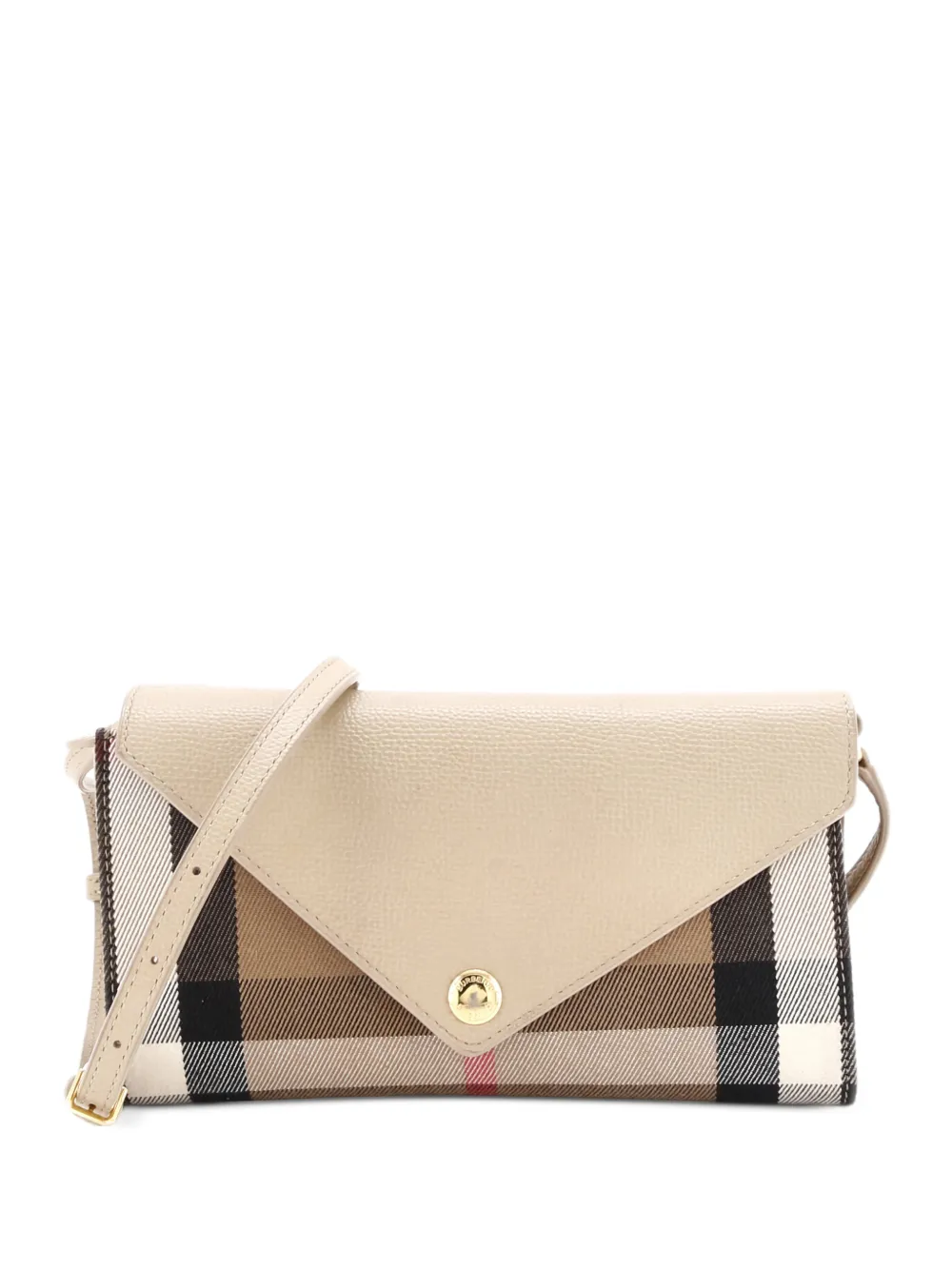 Burberry Pre-Owned Hannah Envelope Wallet on Strap Leather and House Check Canvas crossbody bag | Brown | Image 1