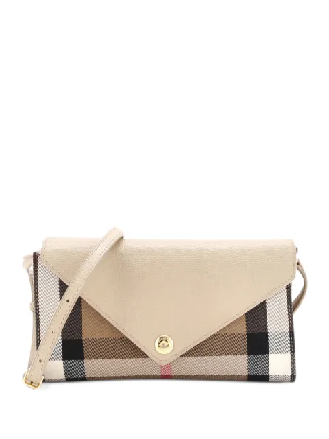 Burberry Pre-Owned Hannah Envelope Wallet on Strap Leather and House Check Canvas crossbody bag