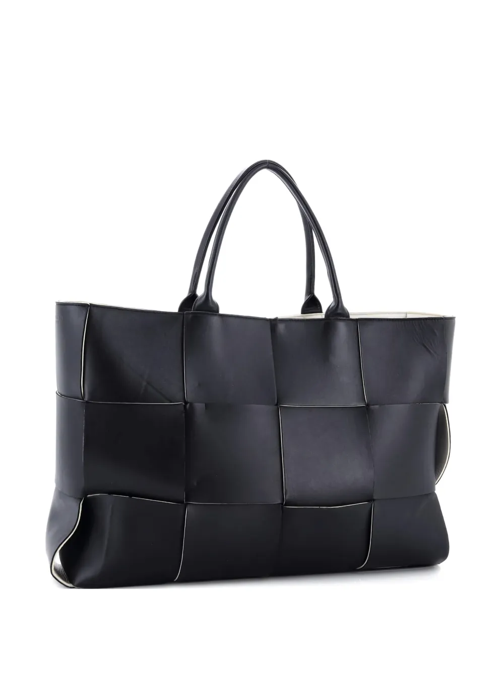 Pre-owned Bottega Veneta Arco Maxi Intrecciato Leather Large Tote Bag In Black
