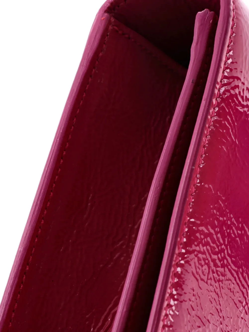 Pre-owned Saint Laurent Classic Monogram Patent Large Clutch Bag In Pink