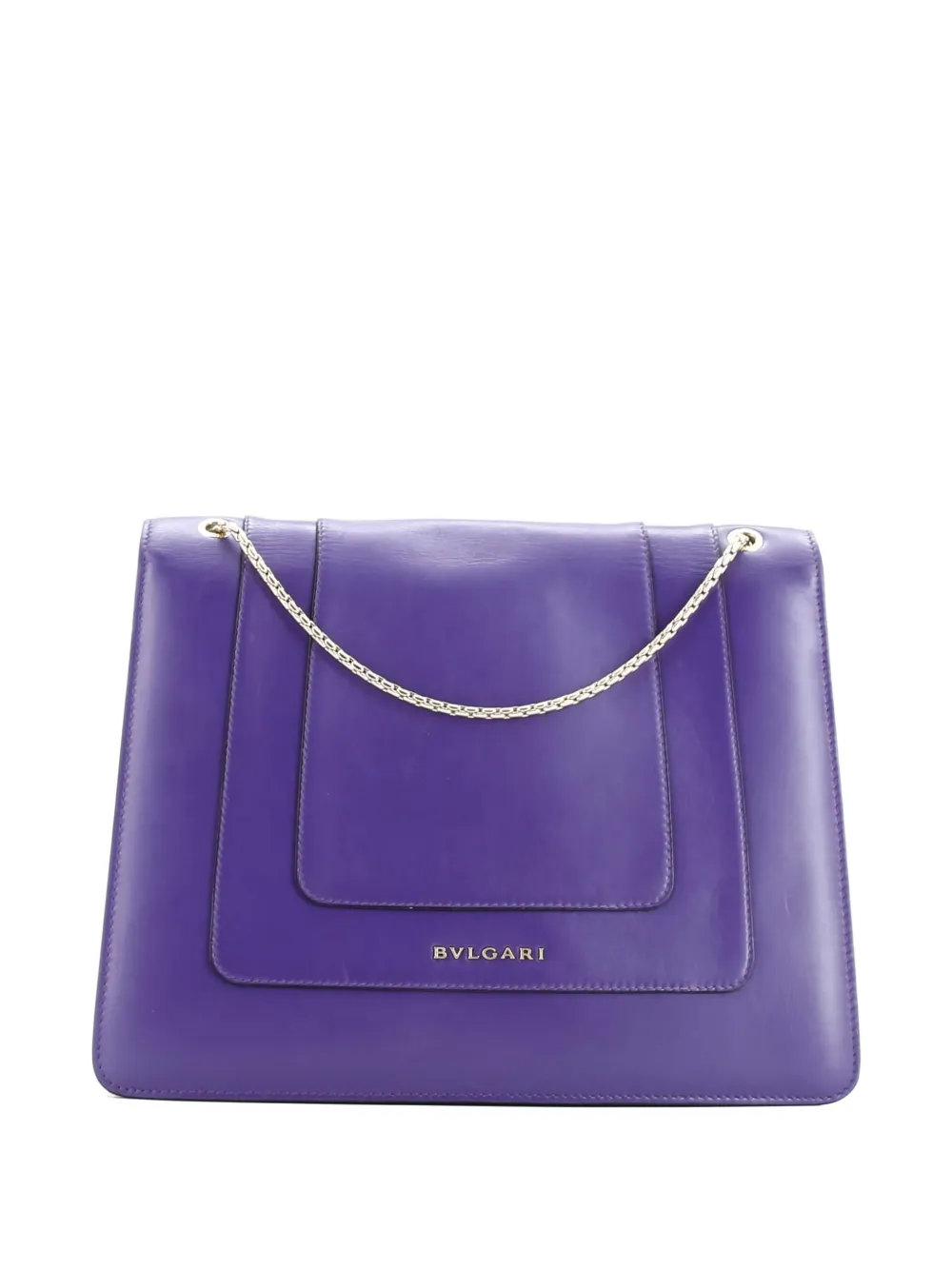 Pre-owned Bvlgari Serpenti Forever Square Leather Large Shoulder Bag In Purple