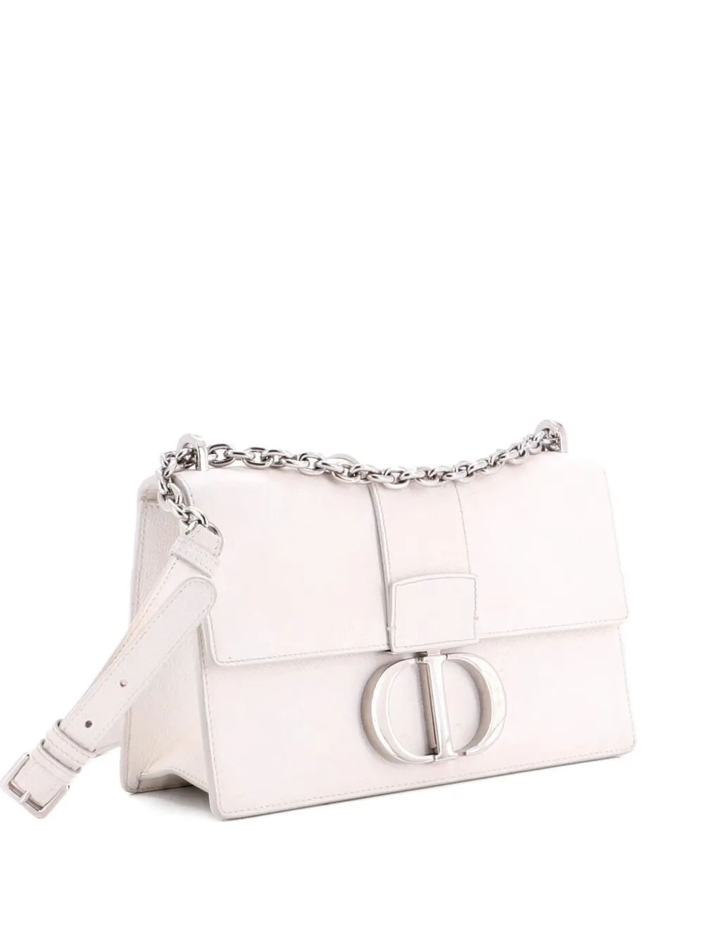 Christian Dior Pre-Owned 30 Montaigne Chain Flap Bag Leather East West shoulder bag - Bianco