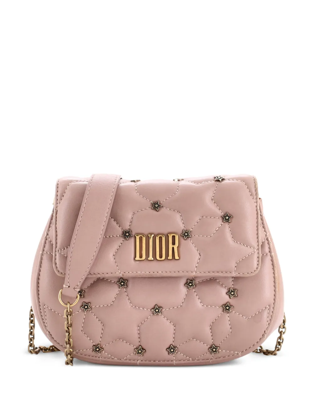 Christian Dior Pre-Owned D-Fence Round with Chain Studded Leather Small clutch bag | Neutrals | Image 1