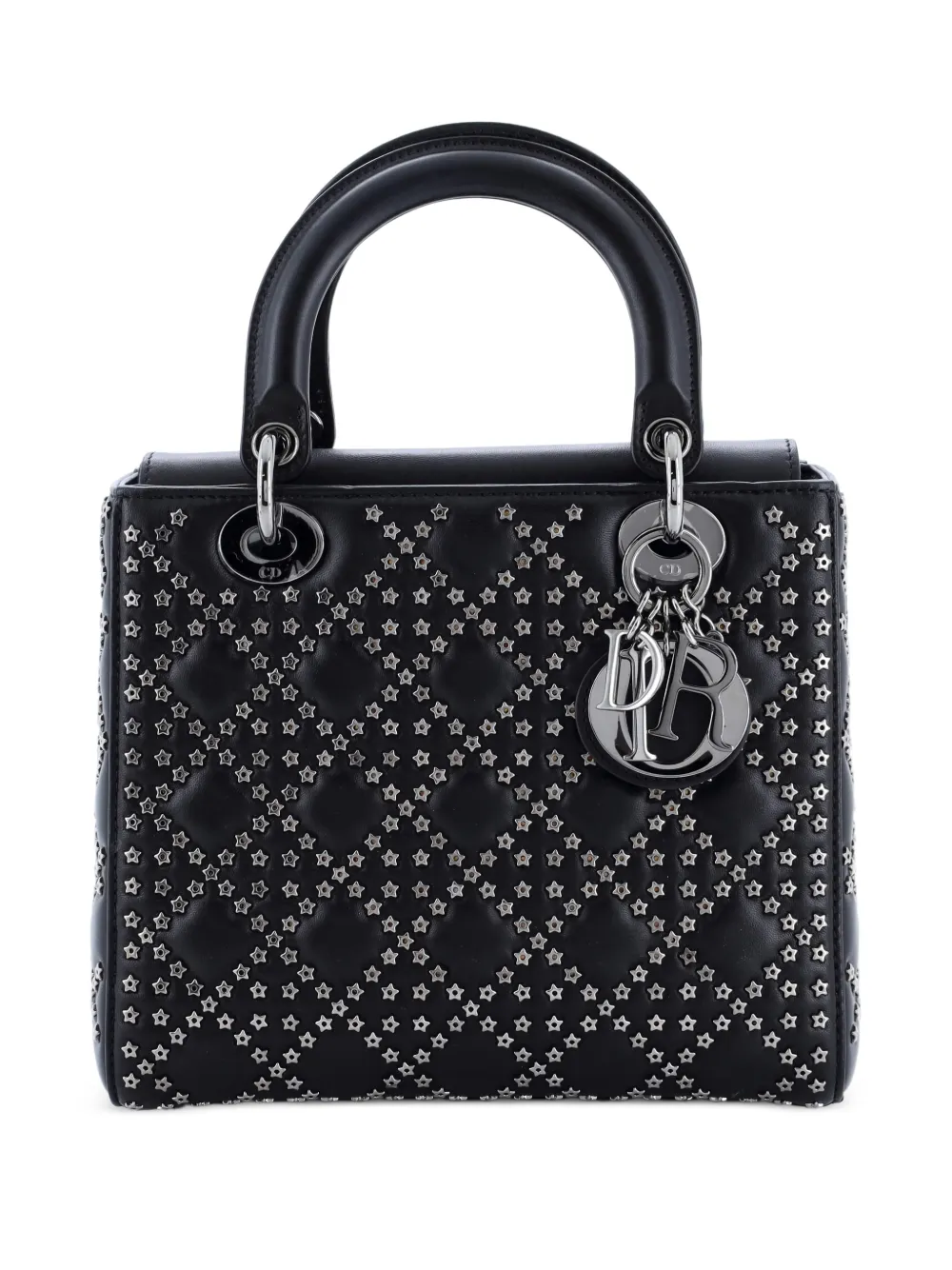 Christian Dior Pre-Owned Lady Dior Bag Cannage Lucky Star Studded Lambskin Medium satchel - Nero