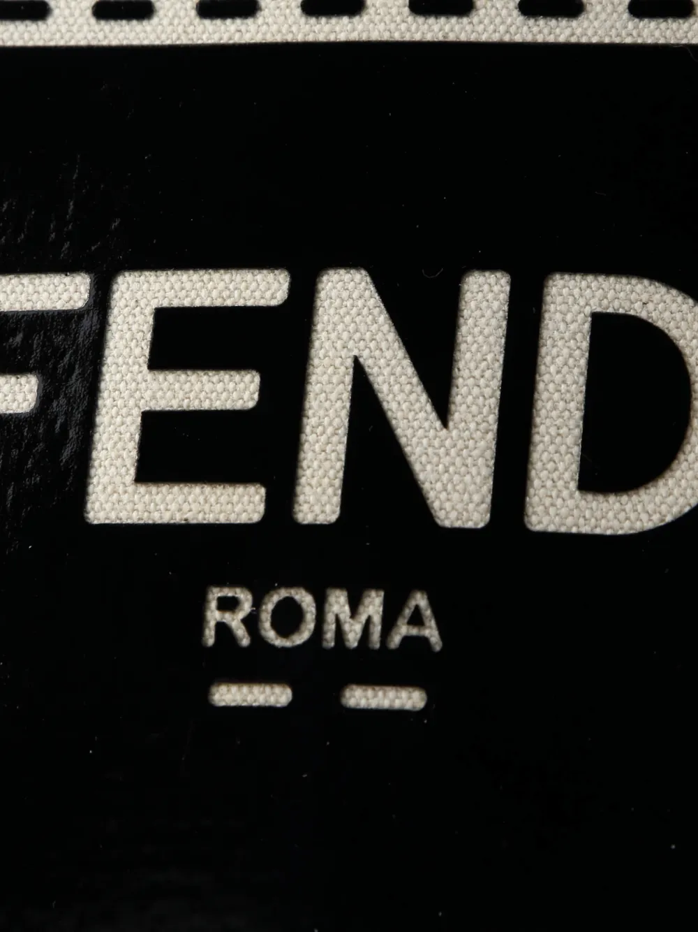 Pre-owned Fendi Sunshine Shopper Tote Patent And Canvas Mini Crossbody Bag In Black