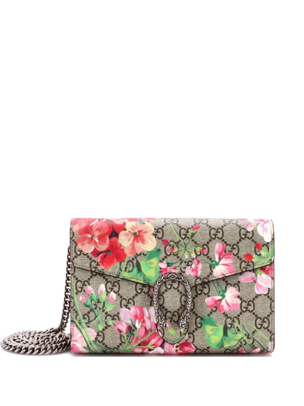 Gucci Pre-Owned Dionysus Chain Wallet Blooms Print GG Coated Canvas Small crossbody bag - Braun
