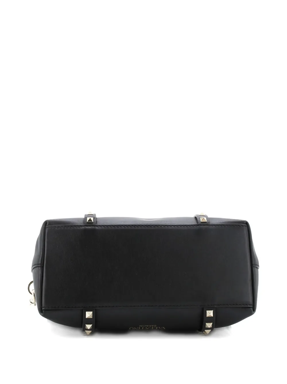 VALENTINO GARAVANI Pre-owned Rockstud Belted Soft Leather Medium Tote Bag In Black