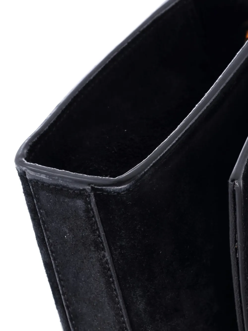 Pre-owned Saint Laurent Classic Monogram Tassel Crossbody Bag Suede Small Shoulder Bag In Black