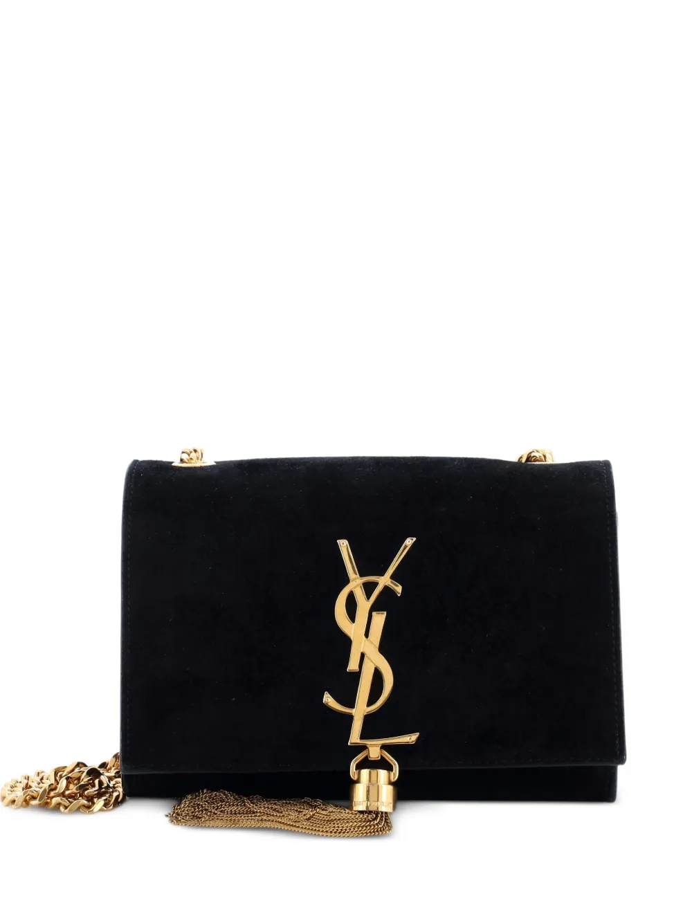 Saint Laurent Pre-Owned Classic Monogram Tassel Crossbody Bag Suede Small shoulder bag - Nero