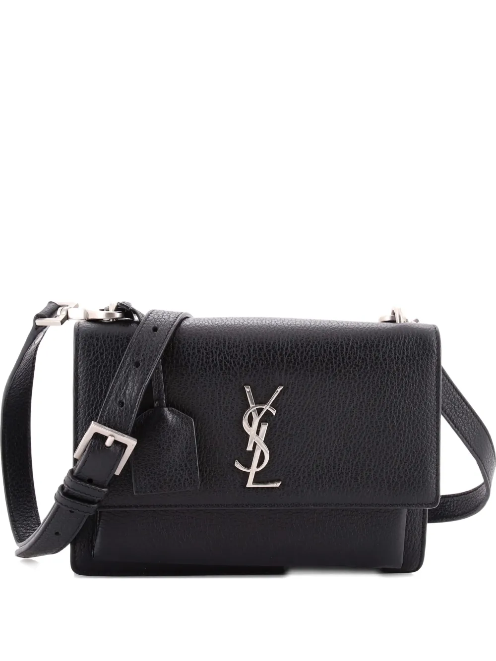 Pre-owned Saint Laurent Sunset Satchel Leather Medium Crossbody Bag In Black