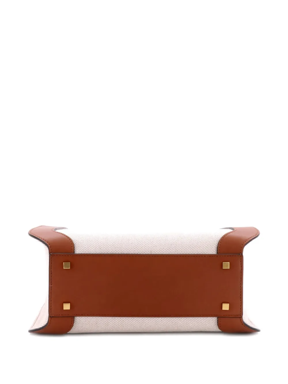 Pre-owned Valentino Garavani Vlogo Shopper Canvas And Leather Small Tote Bag In Brown