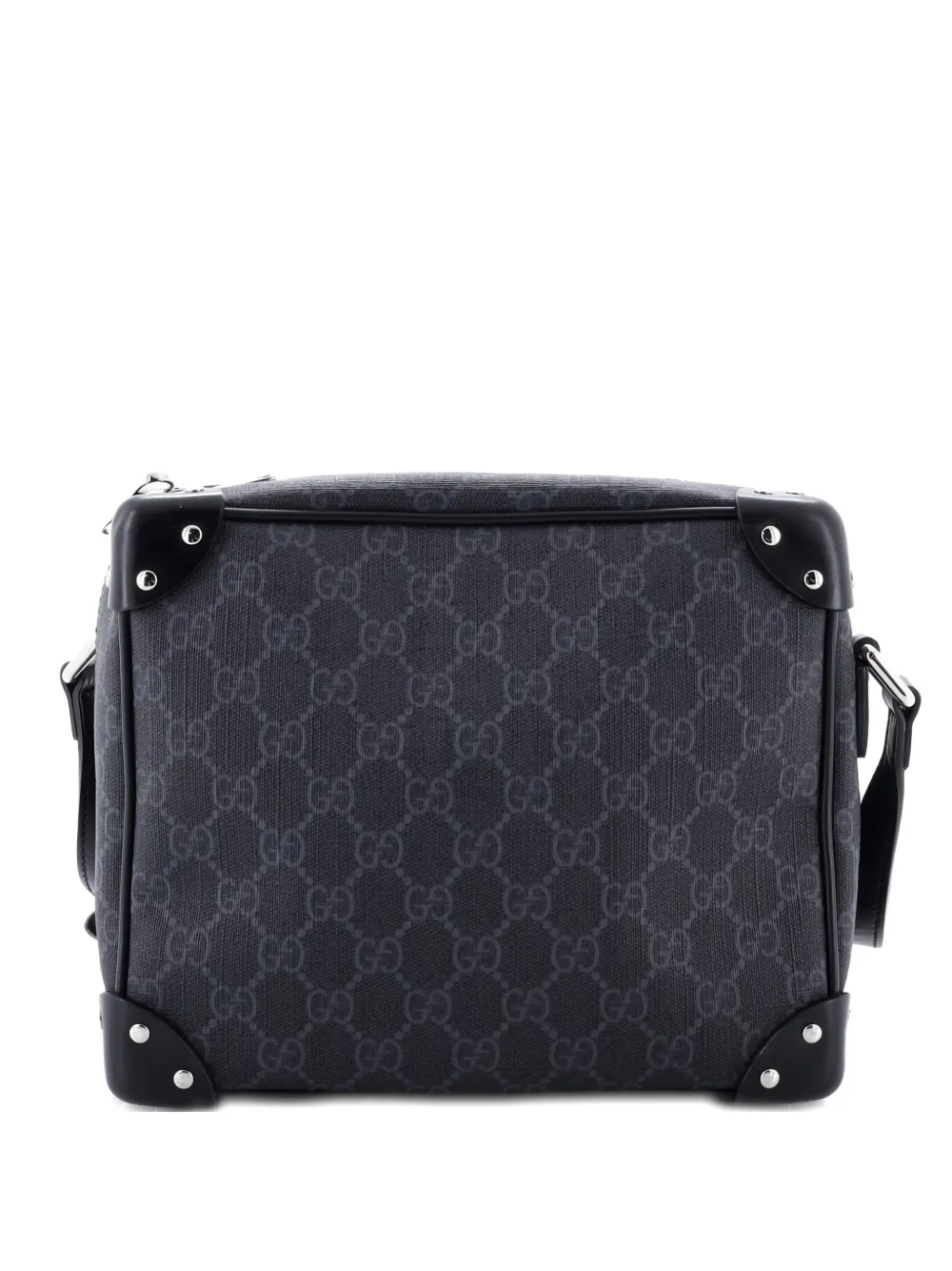 Gucci Pre-Owned Trunk Shoulder Bag GG Coated Canvas with Studded Leather crossbody bag - Nero
