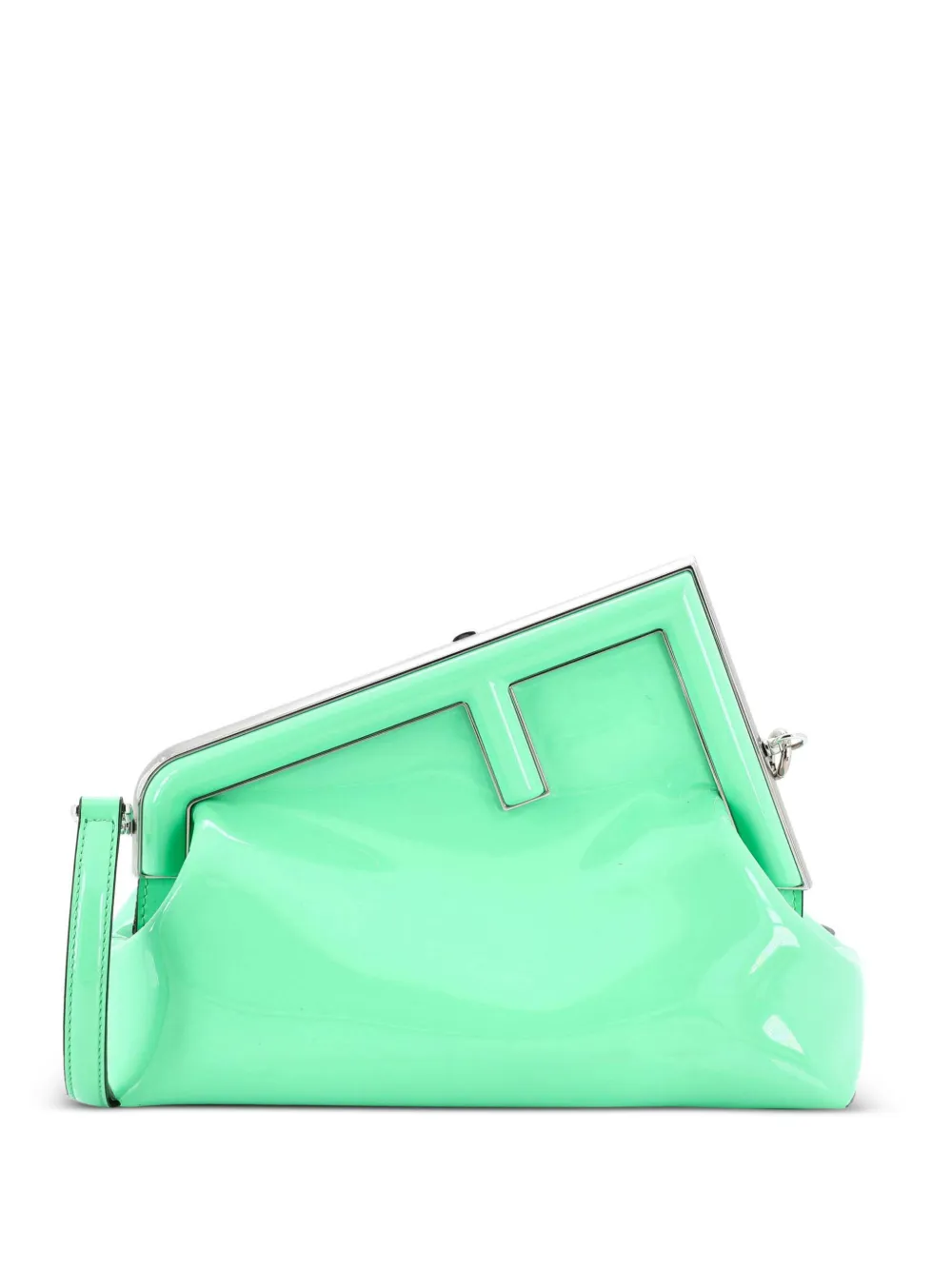 Fendi Pre-Owned First Bag Patent Midi shoulder bag - Verde