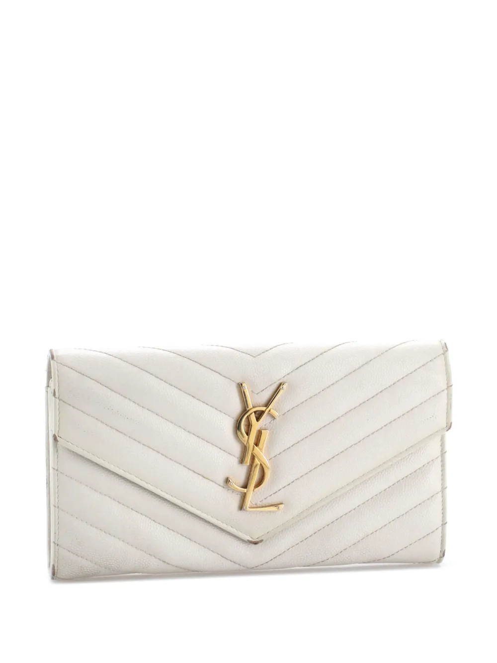 Saint Laurent Pre-Owned Classic Monogram Flap Wallet Matelasse Chevron Leather Large small wallets | neutro | Image 1