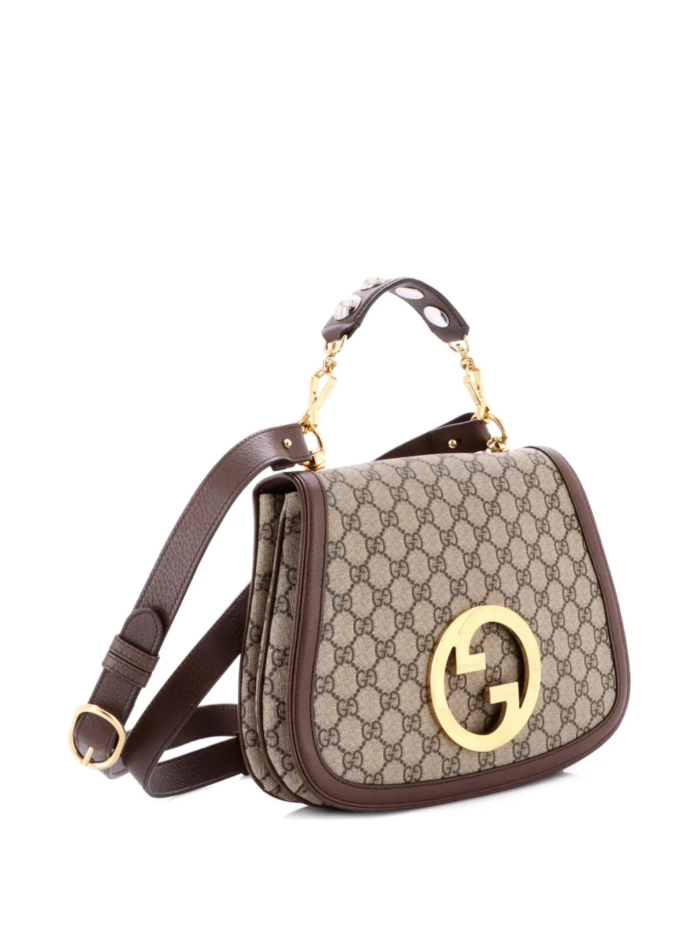 GUCCI Pre-owned Blondie Nm Top Handle Bag Gg Coated Canvas Medium Satchel In Brown