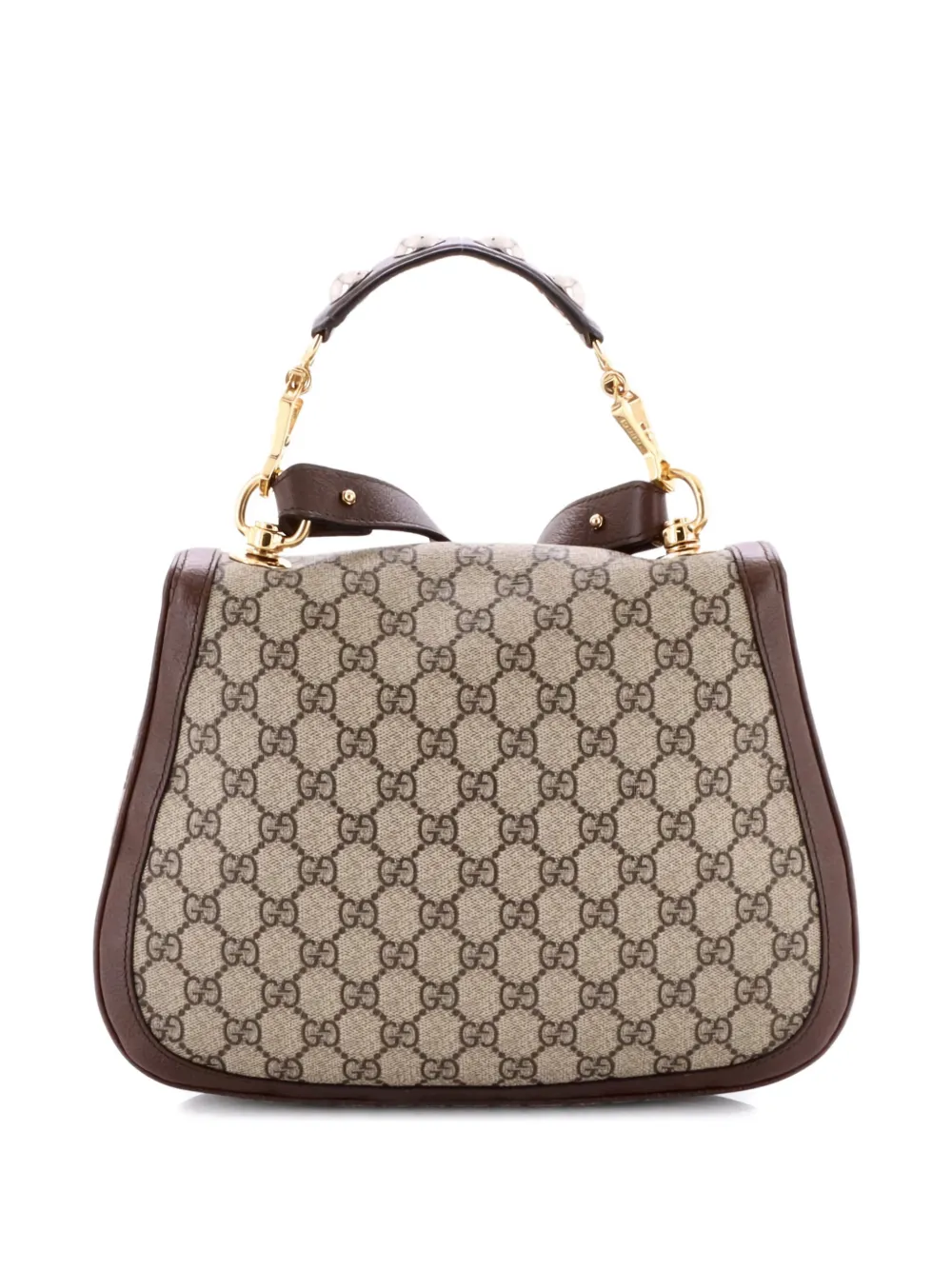 Pre-owned Gucci Blondie Nm Top Handle Bag Gg Coated Canvas Medium Satchel In Brown