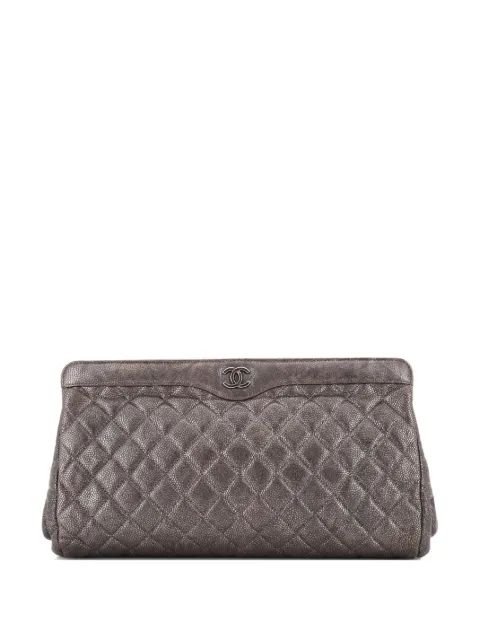 CHANEL Pre-Owned CC Frame Quilted Caviar Large clutch bag