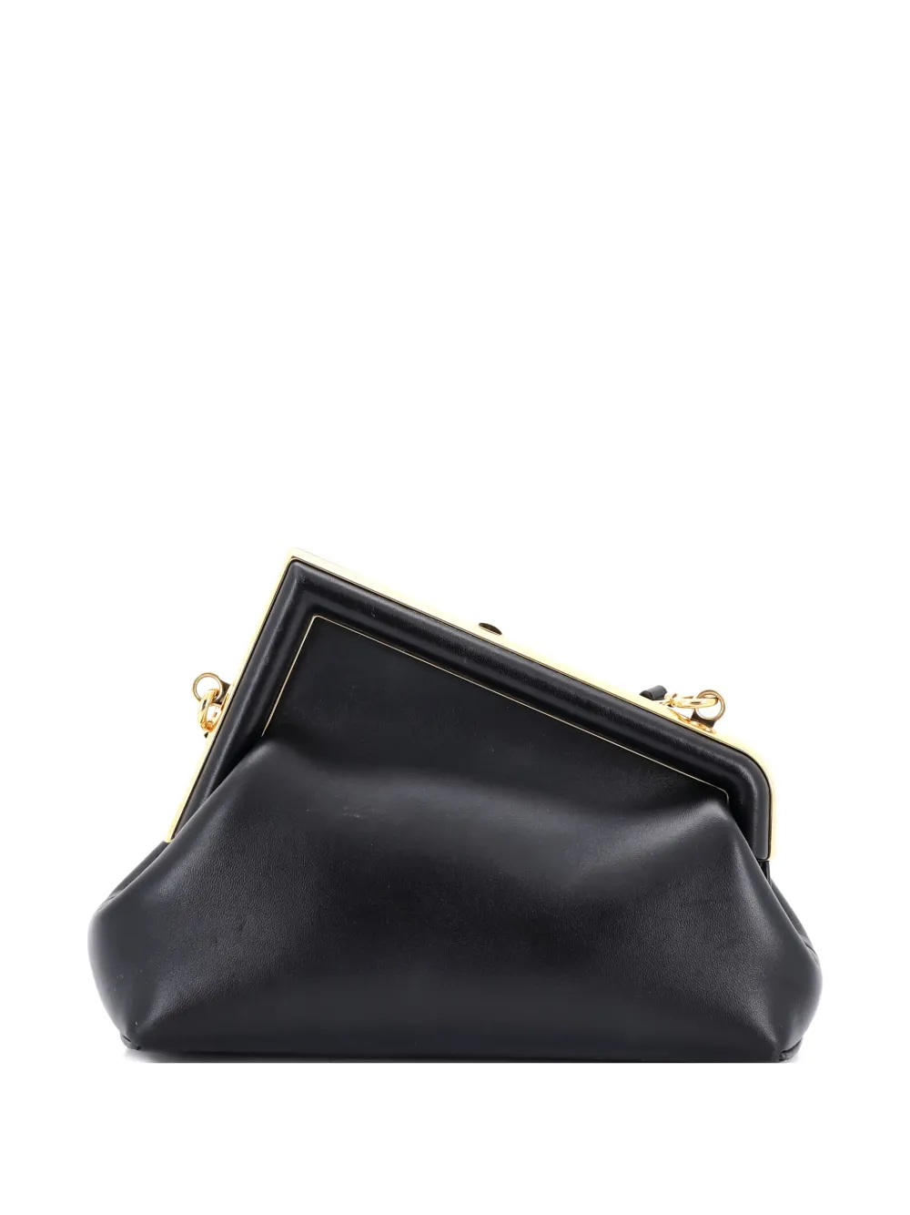 Pre-owned Fendi First Bag Leather Small Clutch Bag In Black
