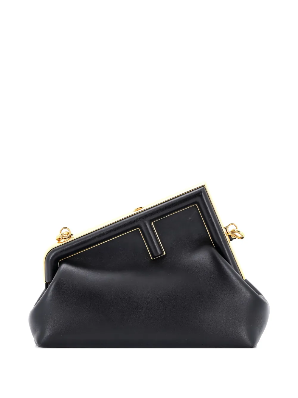 Pre-owned Fendi First Bag Leather Small Clutch Bag In Black