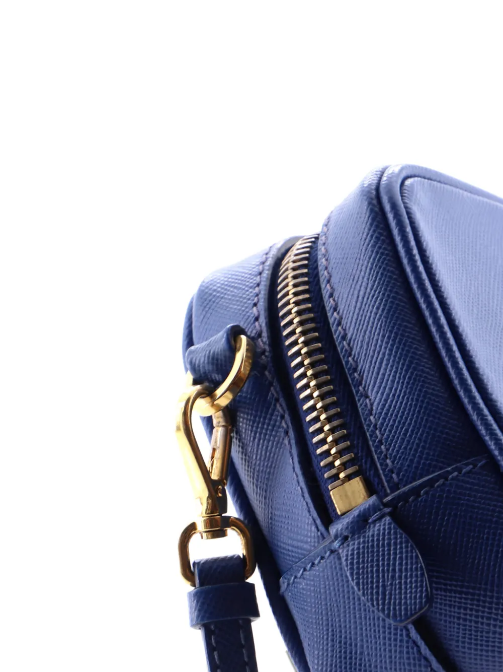 Pre-owned Prada Camera Shoulder Bag Saffiano Leather Mini Crossbody Bag In Blue