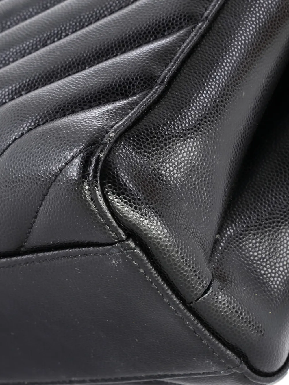 Pre-owned Saint Laurent Tribeca Shopping Matelasse Chevron Leather Medium Tote Bag In Black