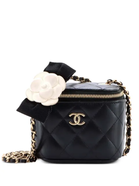 CHANEL Pre-Owned mini trousse de toilette Camellia Bow Vanity Case à chaîne