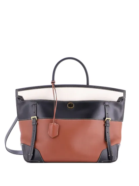 Burberry Pre-Owned Belted Society Top Handle Bag Leather with Canvas Large satchel