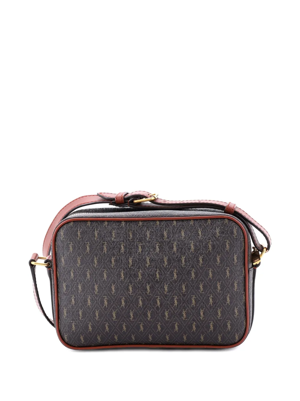 SAINT LAURENT Pre-owned Le Monogramme Camera Bag Monogram All Over Coated Canvas And Leather Small Crossbody Bag In Brown