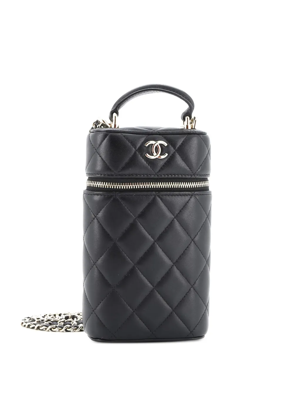 CHANEL Pre-Owned Classic Vanity Top Handle Phone Holder with Chain Quilted Lambskin crossbody bag - Nero